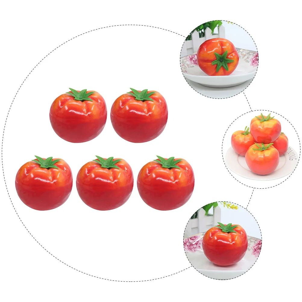 5 Pcs Lifelike Tomato Artificial Fruit Model Foam Simulation Tomato Figurine Decoration Set for Park