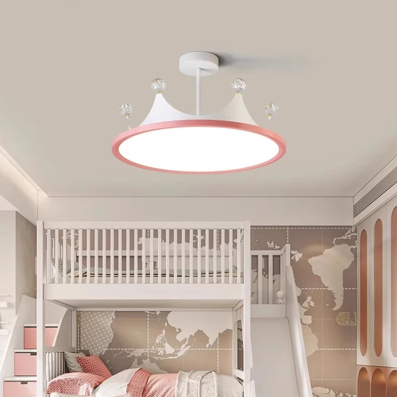 

Children's Room Crown Ceiling Lamps Pink Bow Lamp Modern Warm Romantic Baby Room Nursery Princess Room Girl Bedroom Chandelier