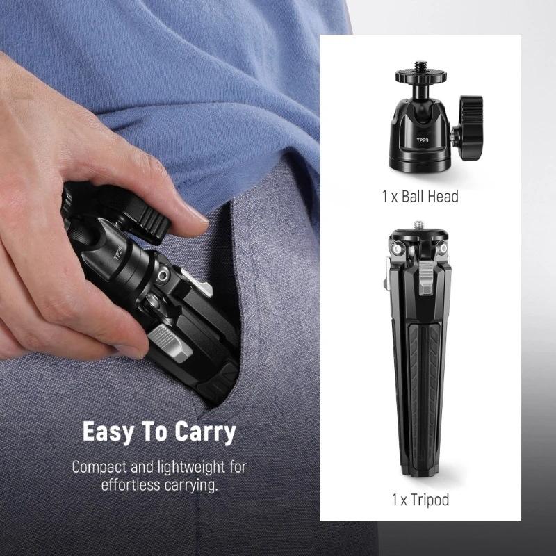 Desktop Mini Tripod Stand Adjustable And Slip Resist Feet for Travel Vlogging H7JF