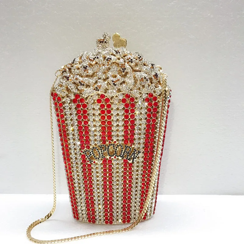 Luxury Crystal Party Purse Wedding Bags Colorful Clutch Bags Luxury Designer Popcorn Evening Bags