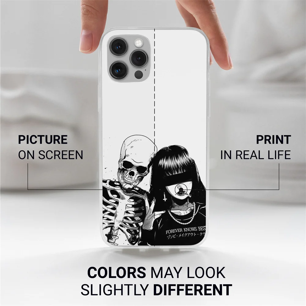 Funda de teléfono suave con Collage de Manga de Anime Grunge para iPhone, funda de silicona negra para iPhone 15, 14, 13, 12 Mini, 11 Pro Max, XS, XR, 7, 8 Plus, SE