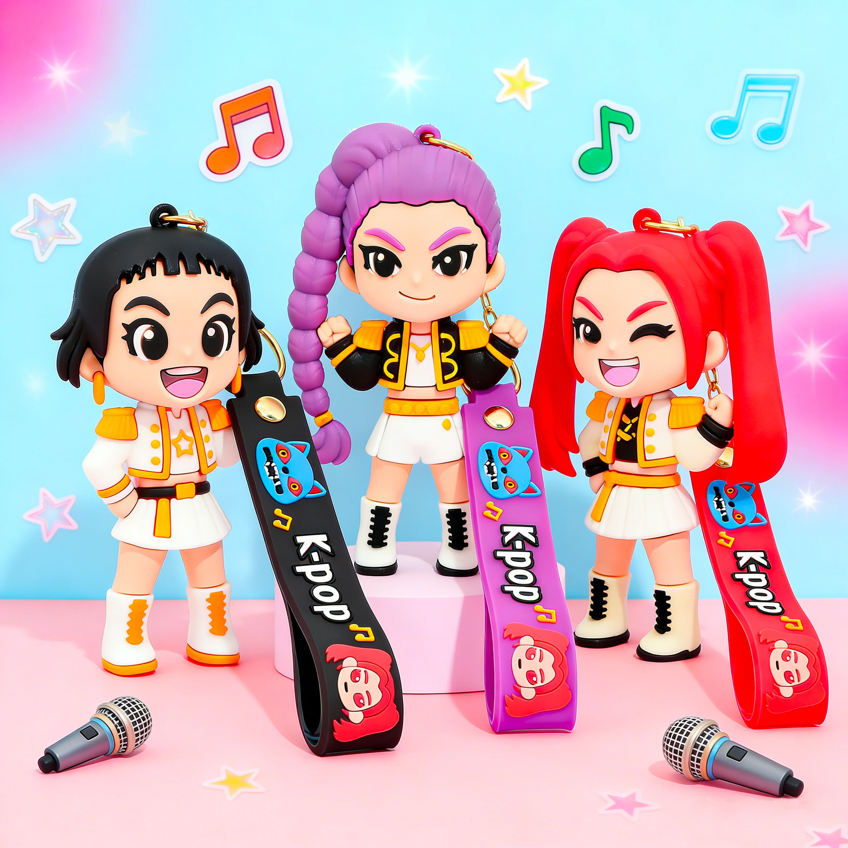 

Новые стильные брелоки KPOP Demon Hunters с милыми мультяшными персонажами, подвески для сумок, праздничные подарки для фанатов