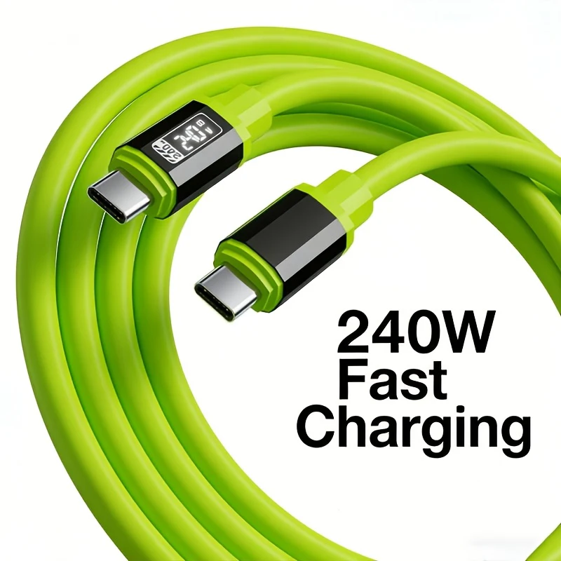 Type-C to Type-C 240W Fast Charging Cable for Laptop/Tablet/Phone/Gaming Devices Smart Digital Power Display & Auto Temp Control