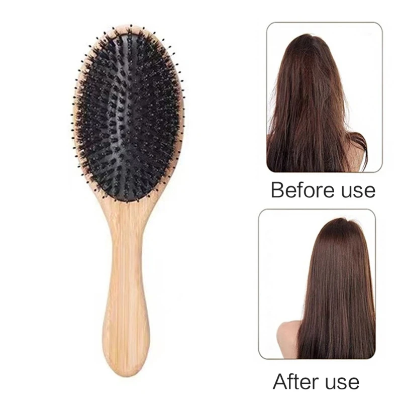 Q1QD Hair Brush Boar Bristle Hairbrush for Thick Curly Thin Long Short Wet Dry Hair Smooth Paddle Hair Brush for Men Women