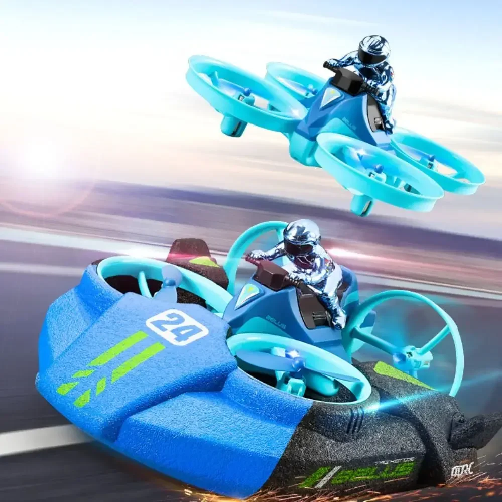 2525- Mini RC Drone Headless Mode Sea Land Air Flight 2.4G Remote Control Quadcopter Boat RC Helicopter Toys Blue