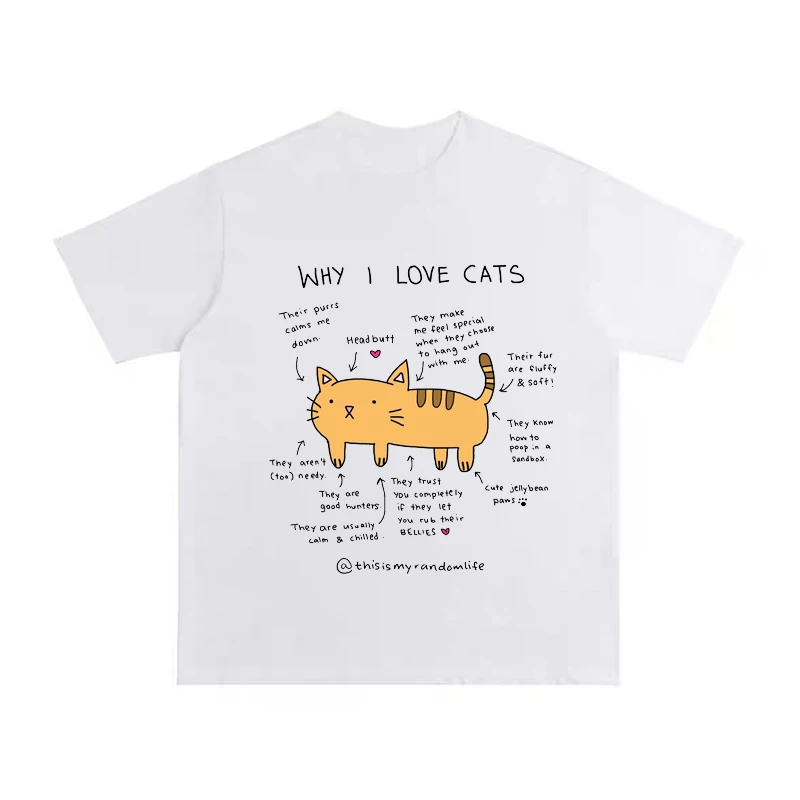 Yellow Cat Analysis Picture Printed T-shirt for Women Summer Fashion Casual Kawaii Cotton Women T-shirt Oversize Street Clothing