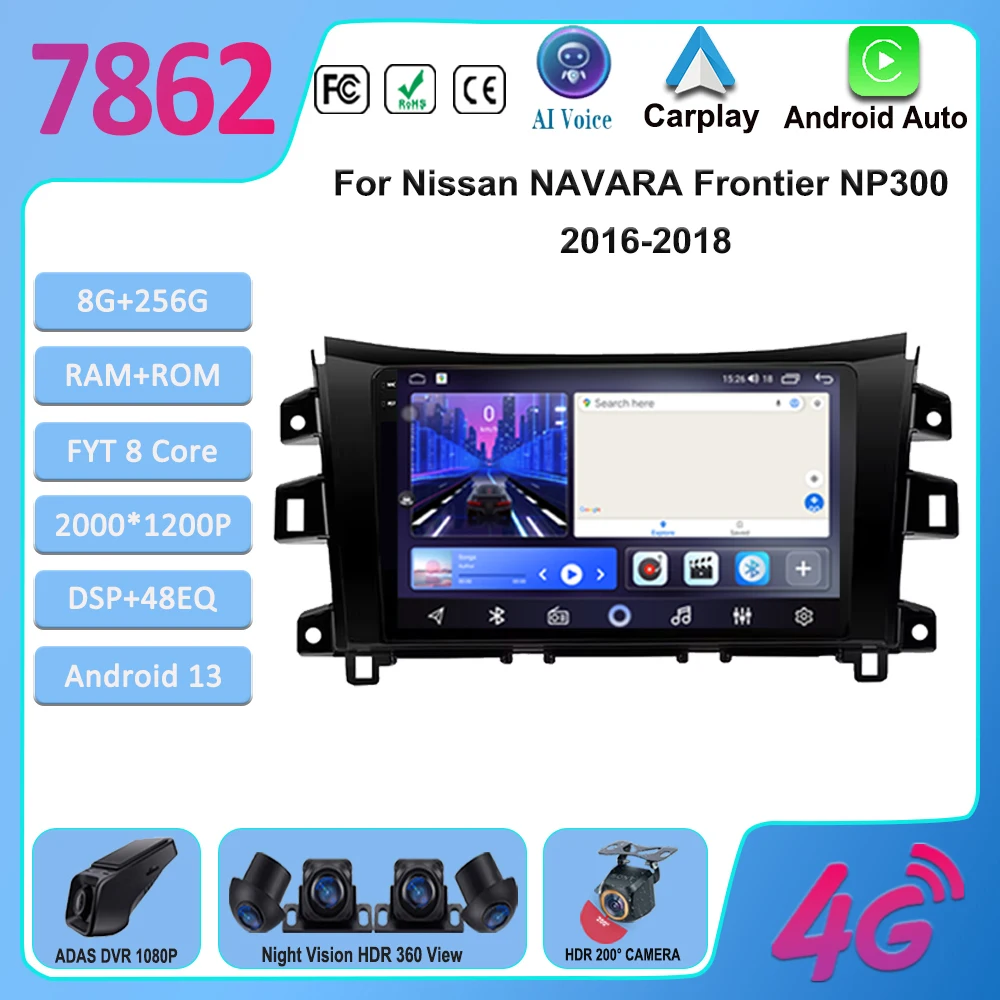 

Android For Nissan NAVARA Frontier NP300 2016-2018 Accessories Auto Radio Multimedia Navigation WiFi Screen Dash Cam No 2din