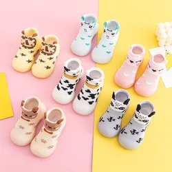 All Seasons Cute Cartoon Cow On Sock Shoes For Baby Girls, Comfortable Breathable Non Slip Walking Shoes For Indoor Outdoor.