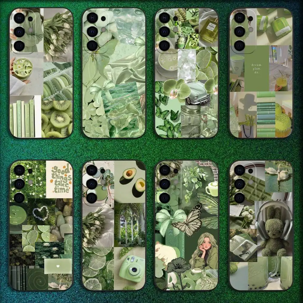 

Green Jigsaw Aesthetic Art Phone Case For Samsung S25,S24,S21,S22,S23,S30,Ultra,S20,Plus,Fe,Lite,5G Black Cover