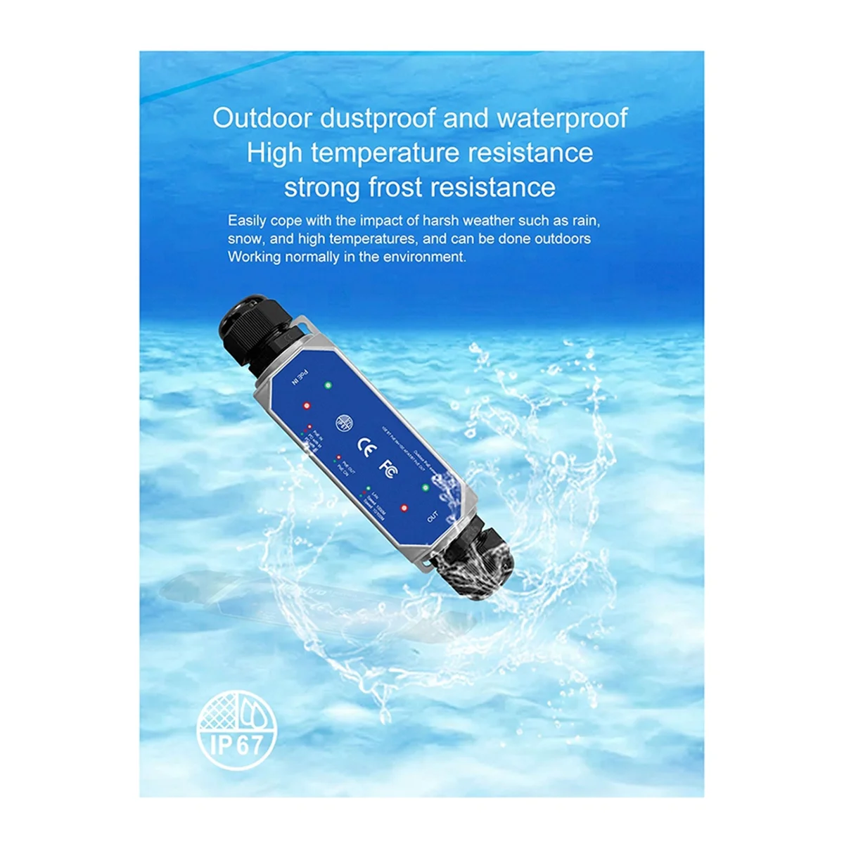 【قسيمة مستخدم جديدة!】DC37-57V IP67 100M121 1 To1 موسع PoE خارجي 1BT في 1BT Out Max 90w موسع مقاوم للماء LED 1Gbps #1