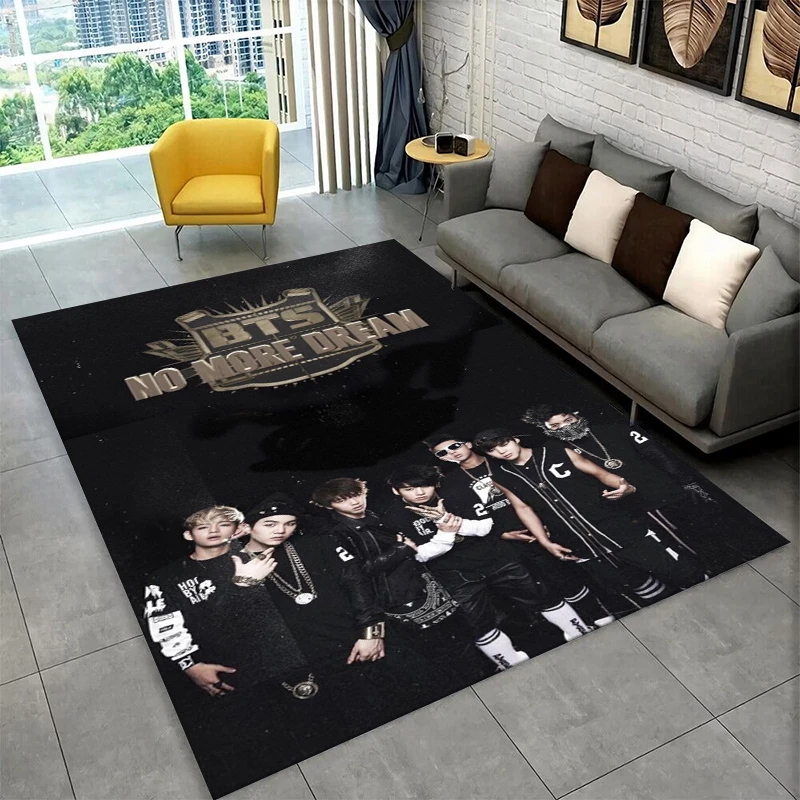 

Коврик с изображением звезд K-pop группы BTS для игровой комнаты, спальни, гостиной, дивана, домашнего декора, детский коврик, нескользящий напольный коврик