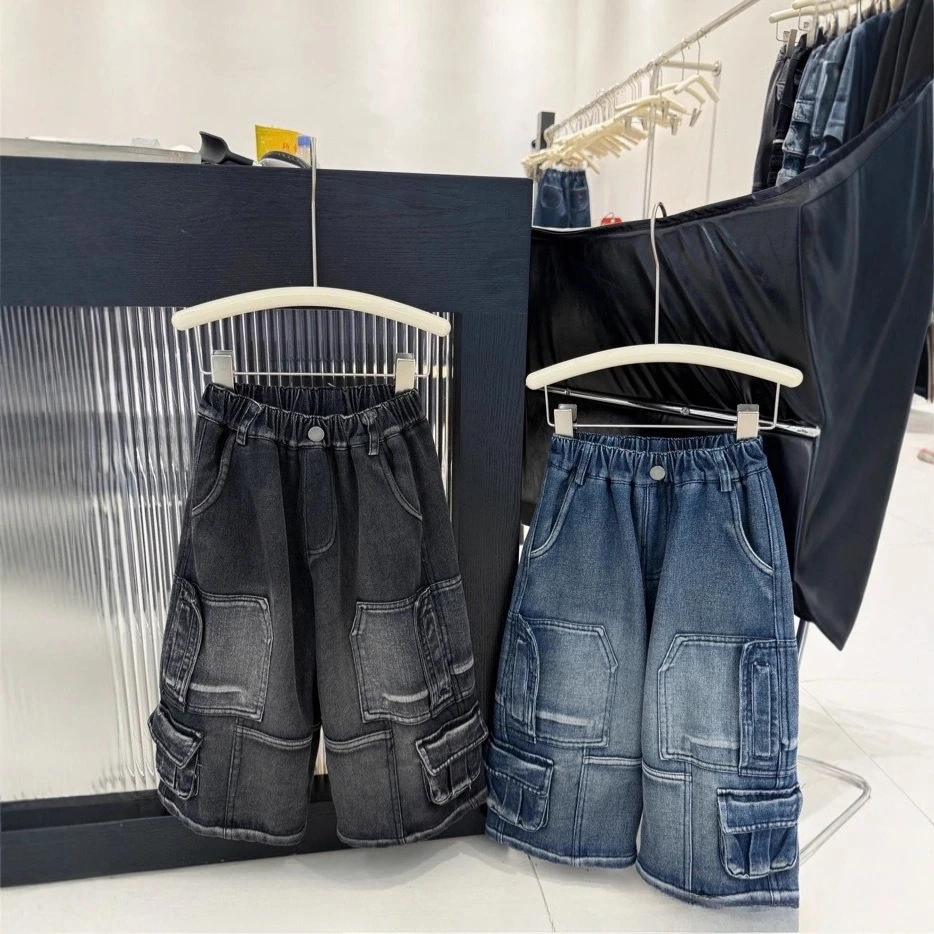 

Детские бархатные джинсы для мальчиков и девочек, брюки-карго, осень-зима 2025 г.