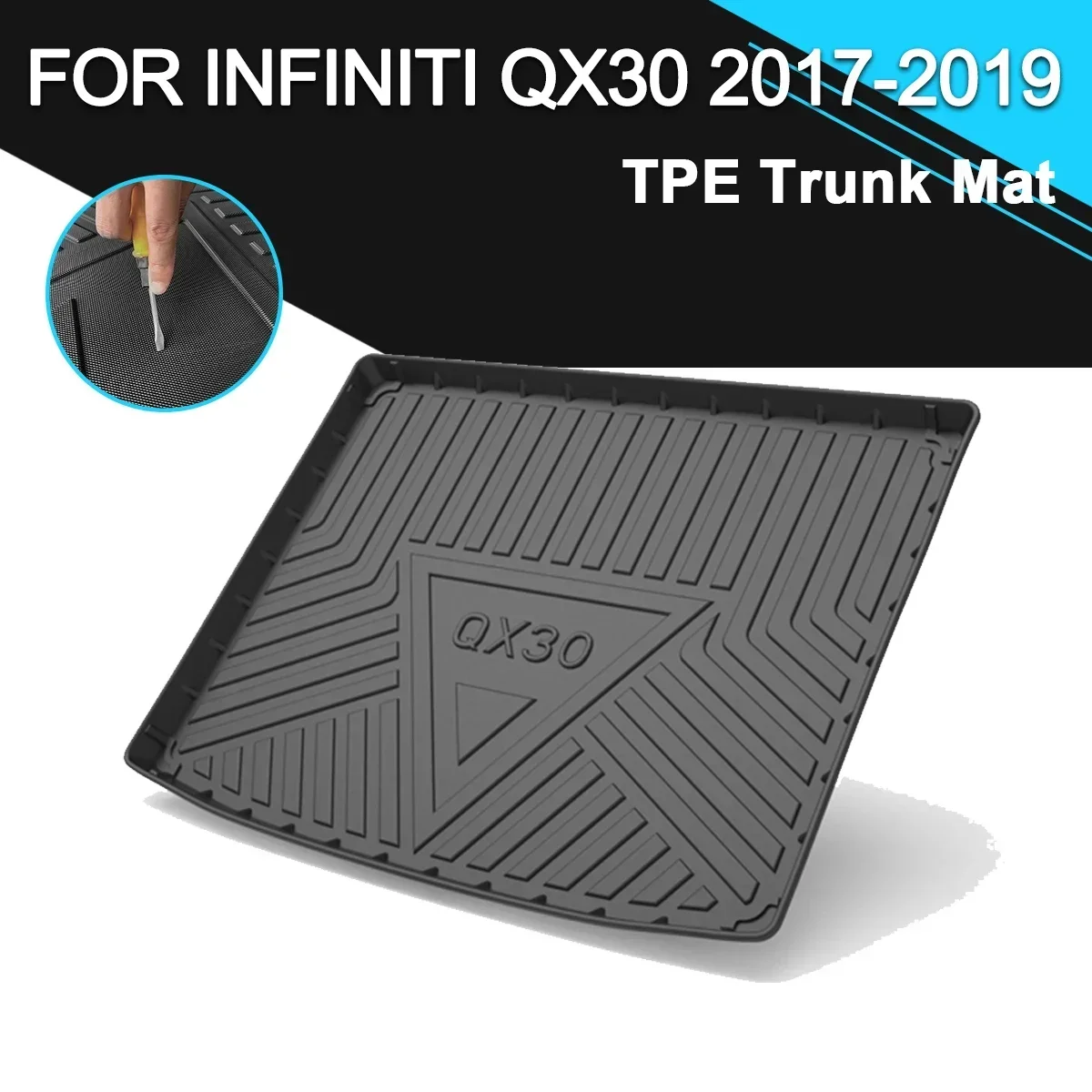 

Car Rear Trunk Cover Mat Rubber TPE Waterproof Non-Slip Cargo Liner Accessories For Infiniti QX30 2017-2019