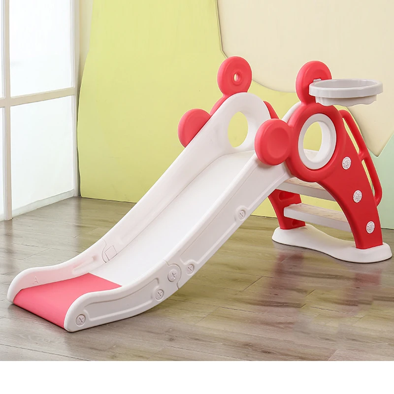 Foldable Baby Slide Multi-function Indoor Playground Small Slide With Basket Children\'s Toys 2-7 Years Child Birthday Gift