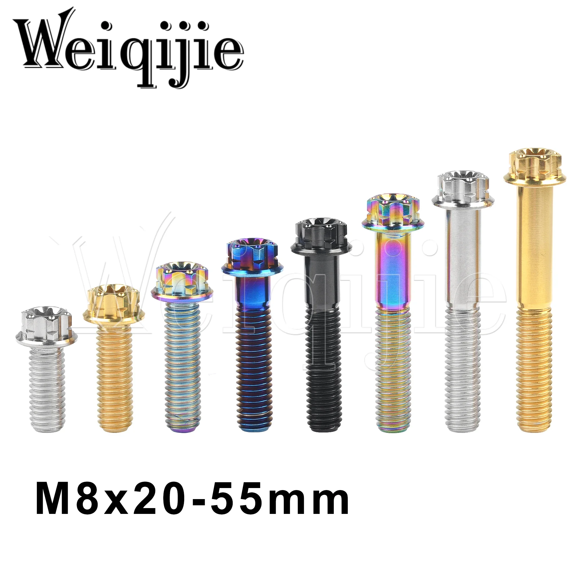 

Weiqijie 6pcs Titanium Bolts M8x20 25 30 35 40 45 50 55mm Torx T40 Inner And Outer Plum Flange Head for Mforotorcycle Modificati