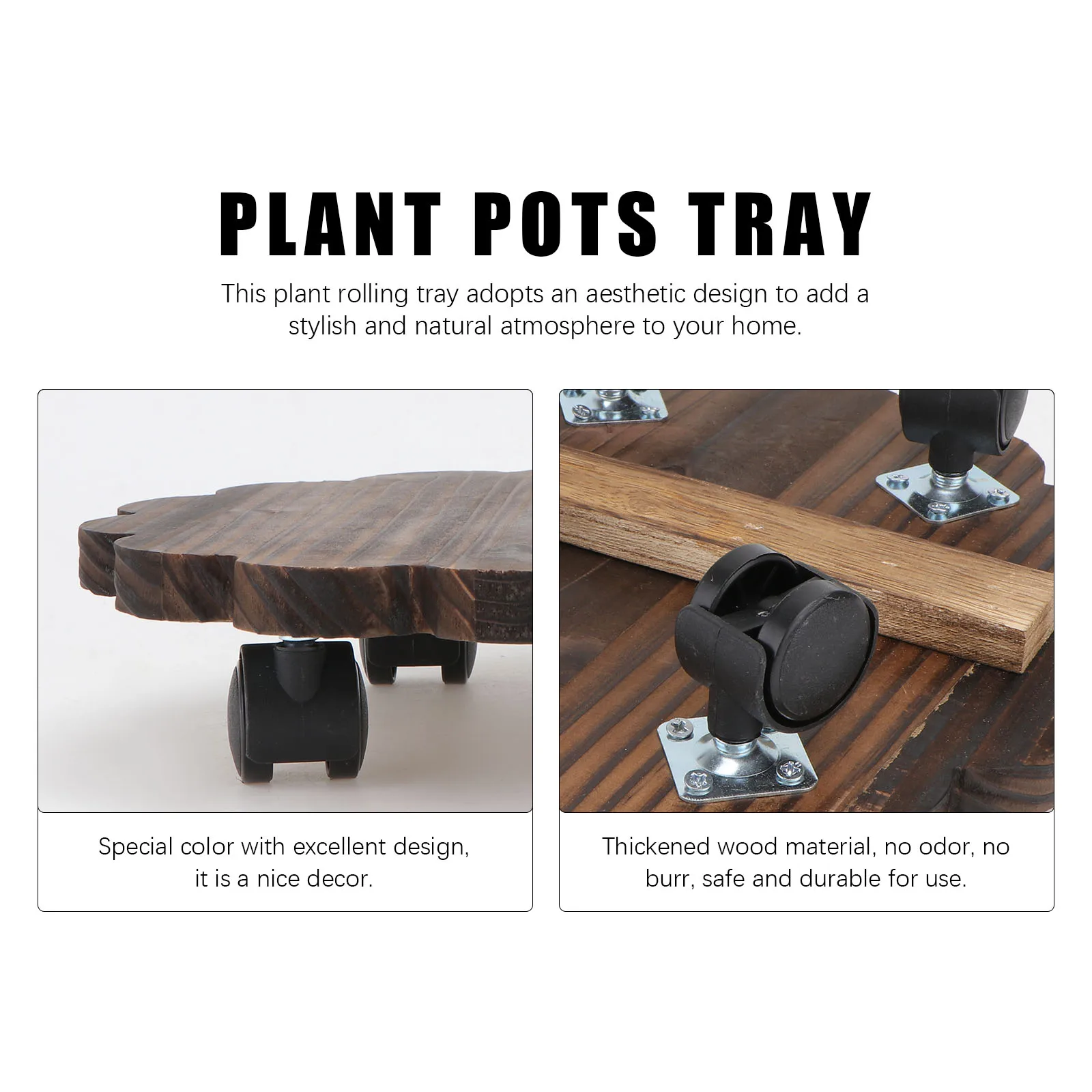 

Removable Flowerpot Wheel Tray 25cm Plant Pots Base Rack Thickened Wood Material Durable Garden Balcony Indoor Outdoor Storage