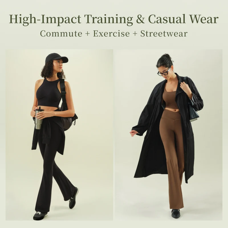 SUJIIN Yoga Flared Pants Women 2025 Autumn Mid Waist Slim Sports Pant Female Casual Highly Elastic Trousers Woman Clothing SK016