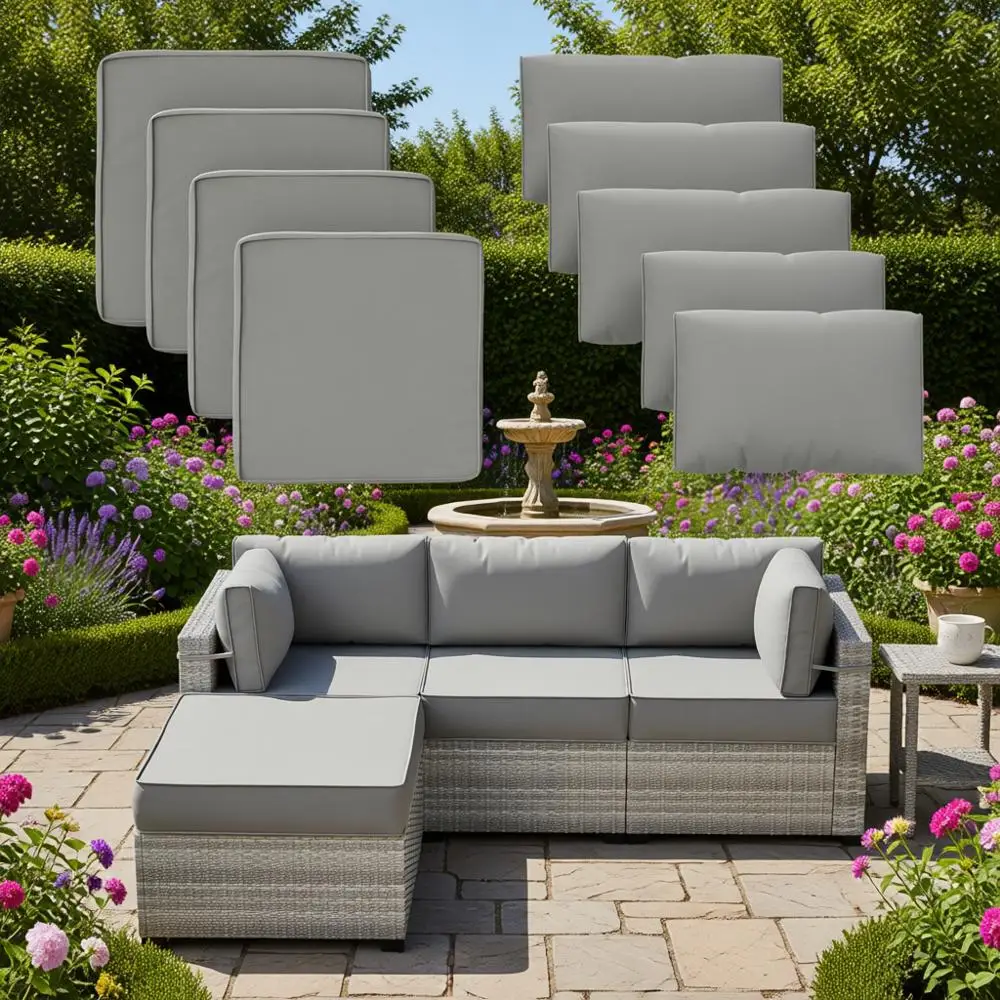 

9-Piece Outdoor Patio Cushion Covers with Waterproof Zipper or 5-Piece Furniture Set Covers