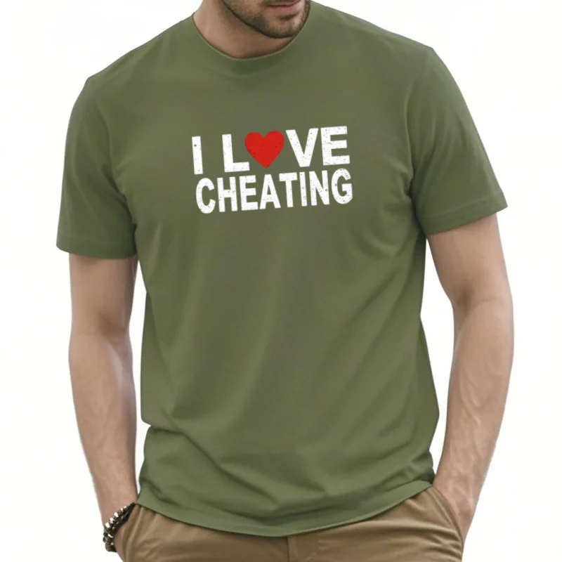 

Мужская футболка I Love Cheating I Red Heart Cheating Funny Cheating Saying, летняя футболка с круглым вырезом и коротким рукавом, футболка высокого качества