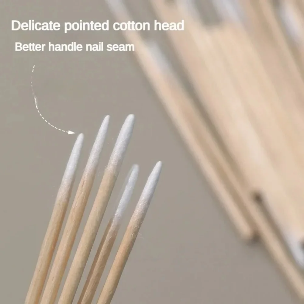 100/300/500 Nails Wooden Tip Cotton Stick Buds Ultra-Detail Disposable Corrector Nail Polish Remover Clean Sticks Manicure Tools