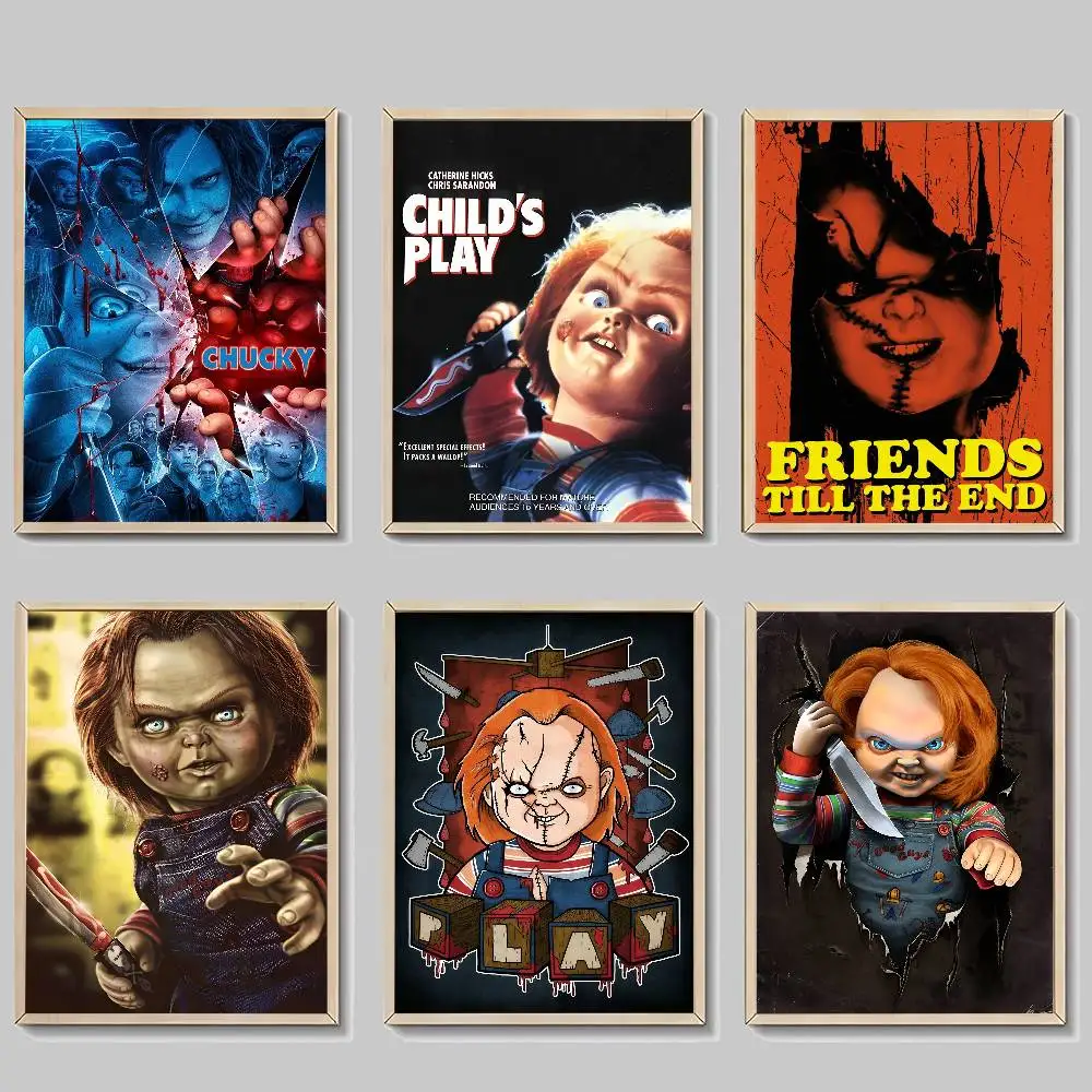 Classic Horror Movie Chucky Child's Play Vintage Posters Sticky Vintage Room Home Bar Cafe Decor Kawaii Room Decor
