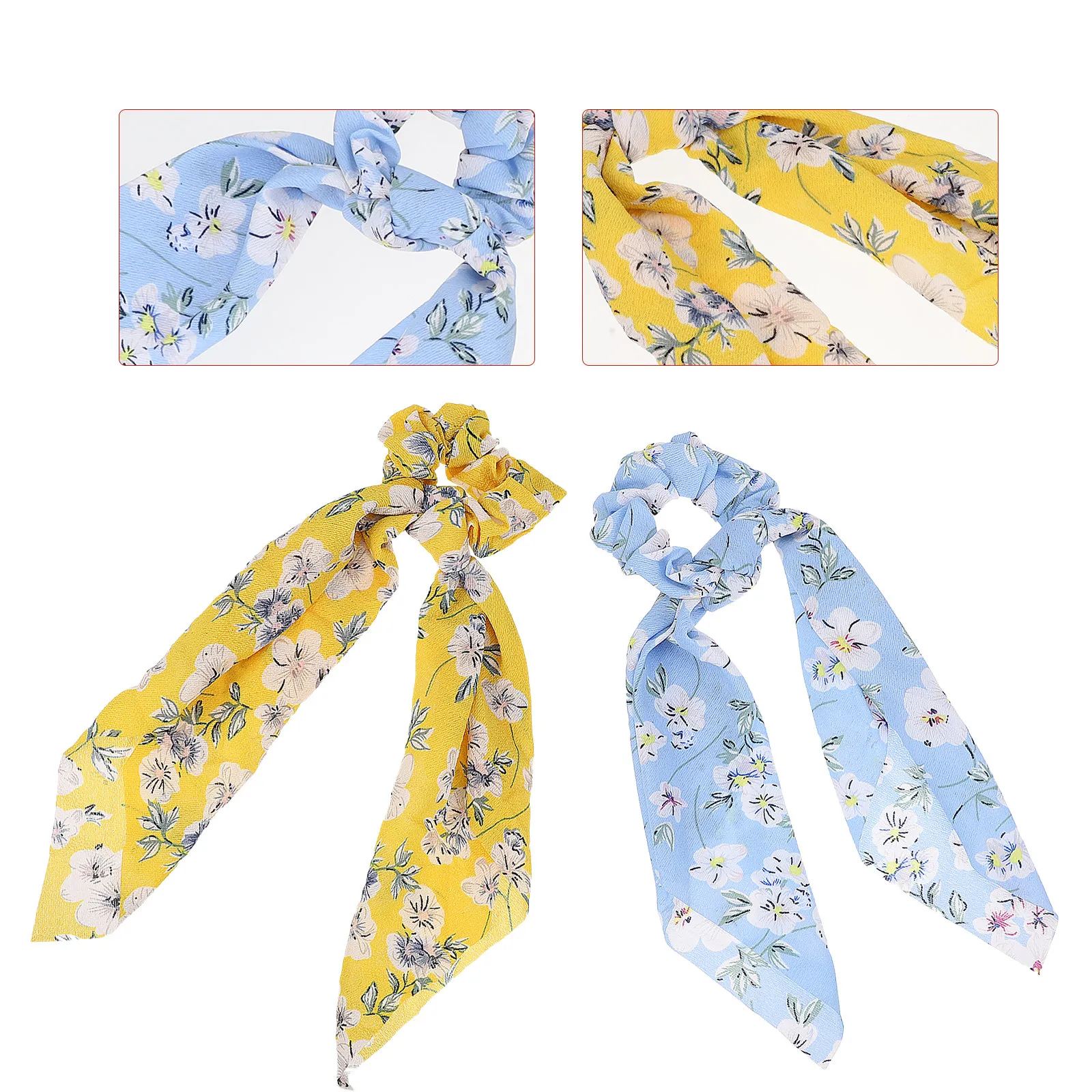 

2 шт. тканевые резинки для волос с принтом, длинные эластичные резинки для женщин, легкие стильные аксессуары для волос, повязки на голову