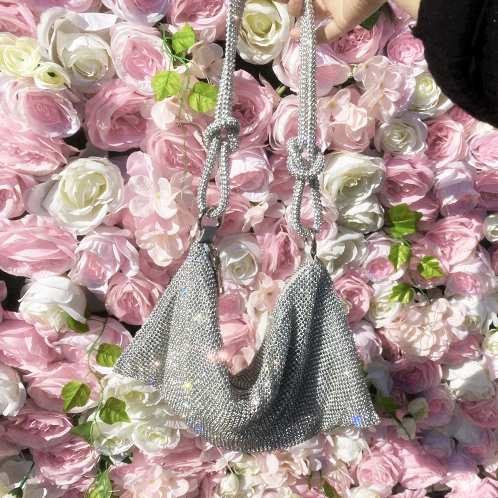 Bolsos de lujo con diamantes de imitación para mujer, bolso de hombro con diamantes brillantes, bolso de mano para mujer, bolsos de fiesta de noche para boda