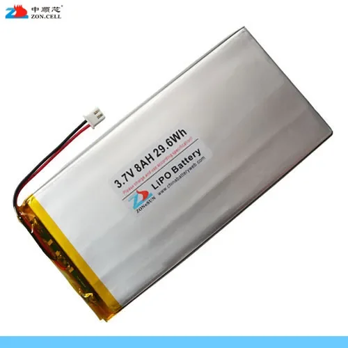 Verzending in kern 3,7 V 8000 mAh polymeerbatterij met grote capaciteit 6065125   tabletcomputer 5866125   Oplaadbare Li-ion cel