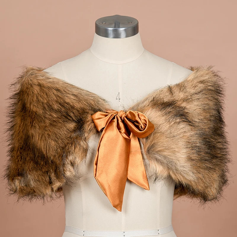 Mode Alle Stijlen Bruids Nepbont Stola Bont Sjaal Winter Bruids Sjaal Bruiloft Cover Up Vrouwen Avondfeest Bont Bolero