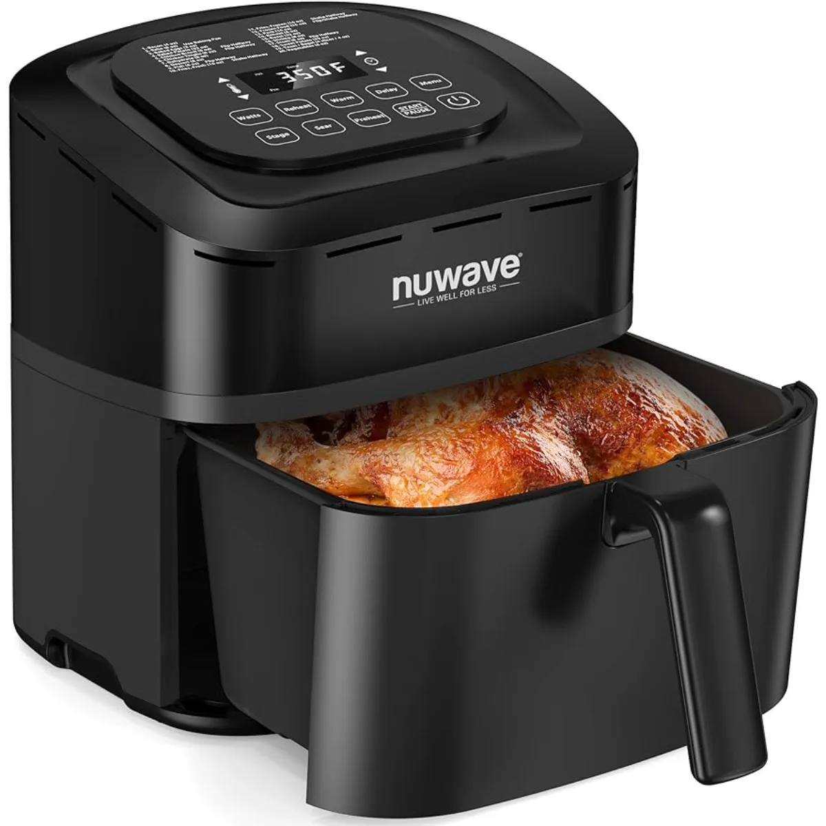 Nuwave Brio 10-in-1 Air Fryer 7.25 Quart, Patented Linear T Thermal Technology, Dishwasher Safe, Black