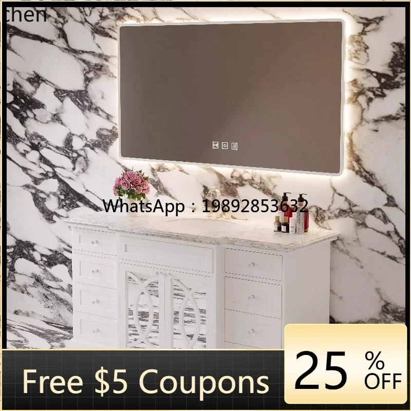 

XXsolid wood floor seamless basin bathroom cabinet high-end basin cabinet