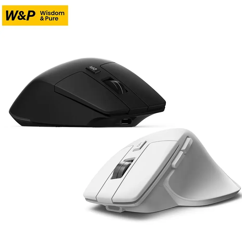 W&P Wireless Mouse Bluetooth 5.0 & 3.0 Multi-Device 2.4G Portable Optical Ergonomic Right Hand Computer Mice