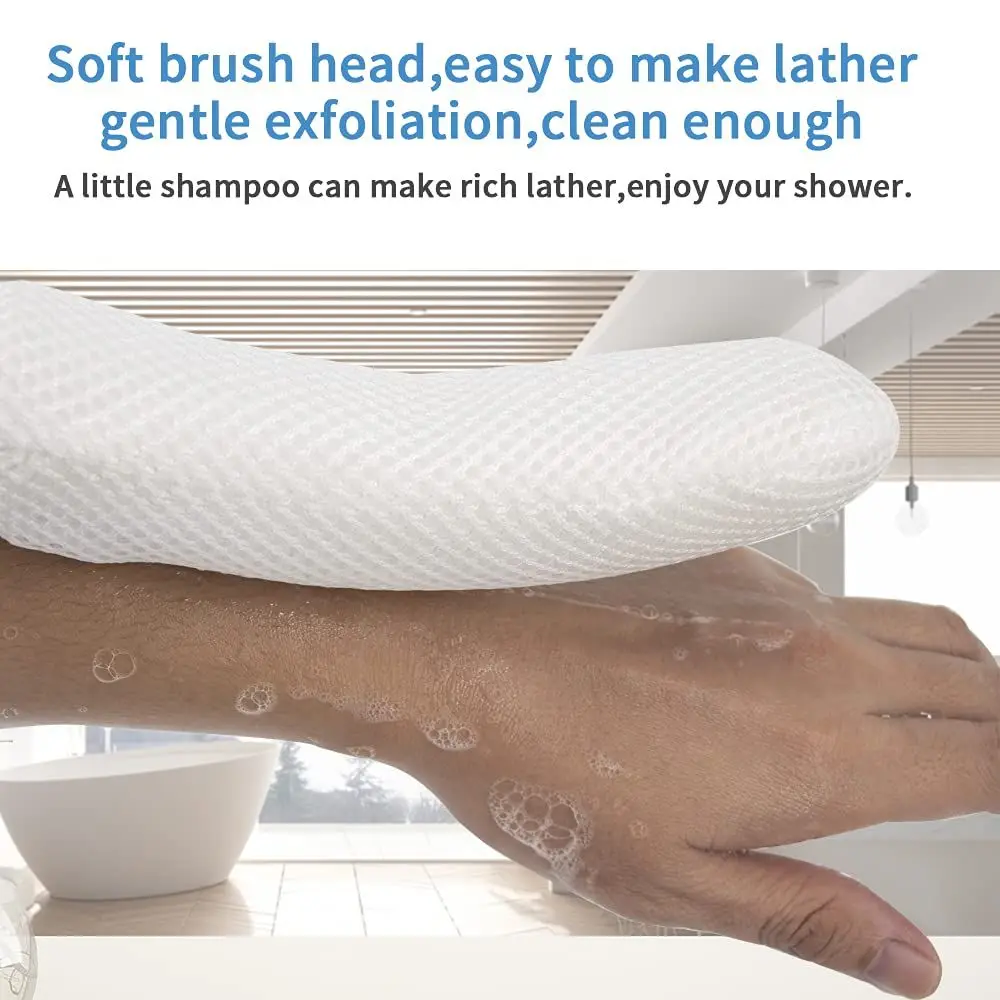 People Bath Sponge Great Ergonomics Suitable For Elderly Silicone Curved Handle Long Anti-Slip Back Scrubber For Shower