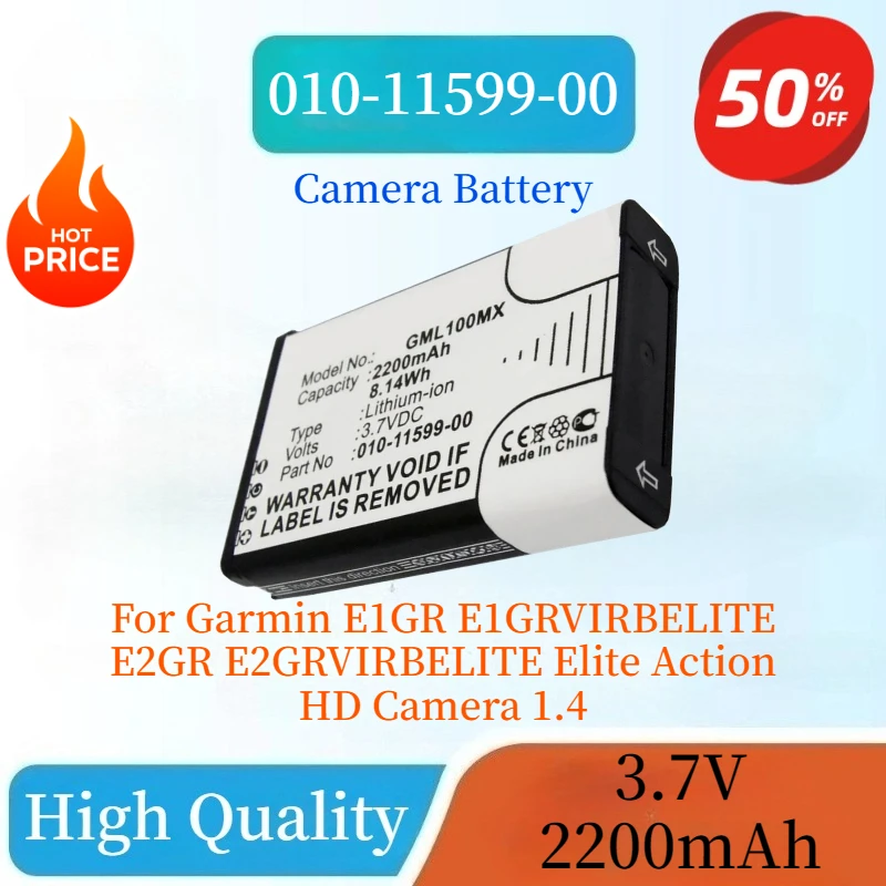 

010-11599-00 3.7V 2200mAh Replacement Camera Battery For Garmin E1GR E1GRVIRBELITE E2GR E2GRVIRBELITE Elite Action HD Camera 1.4