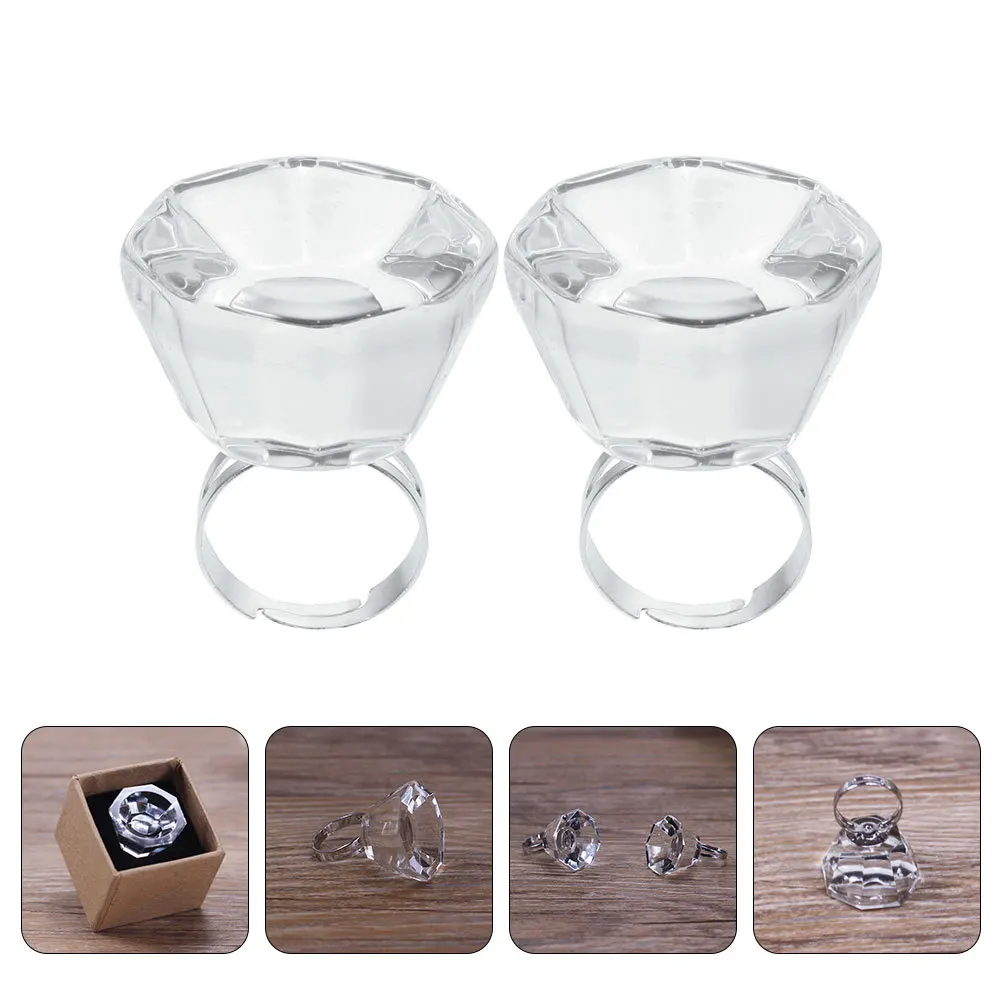 

2pcs Crystal Eyelash Glue Cups Strong Wear Resistant Disposable Lash Adhesive Holders For Glue Cups Salon Diy Use