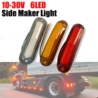 2 Pcs 12V 24V LED Car Warning Light 6 LED Light For Trailer Truck Lorry Orange White Red LED Side Marker Indicator Lamp