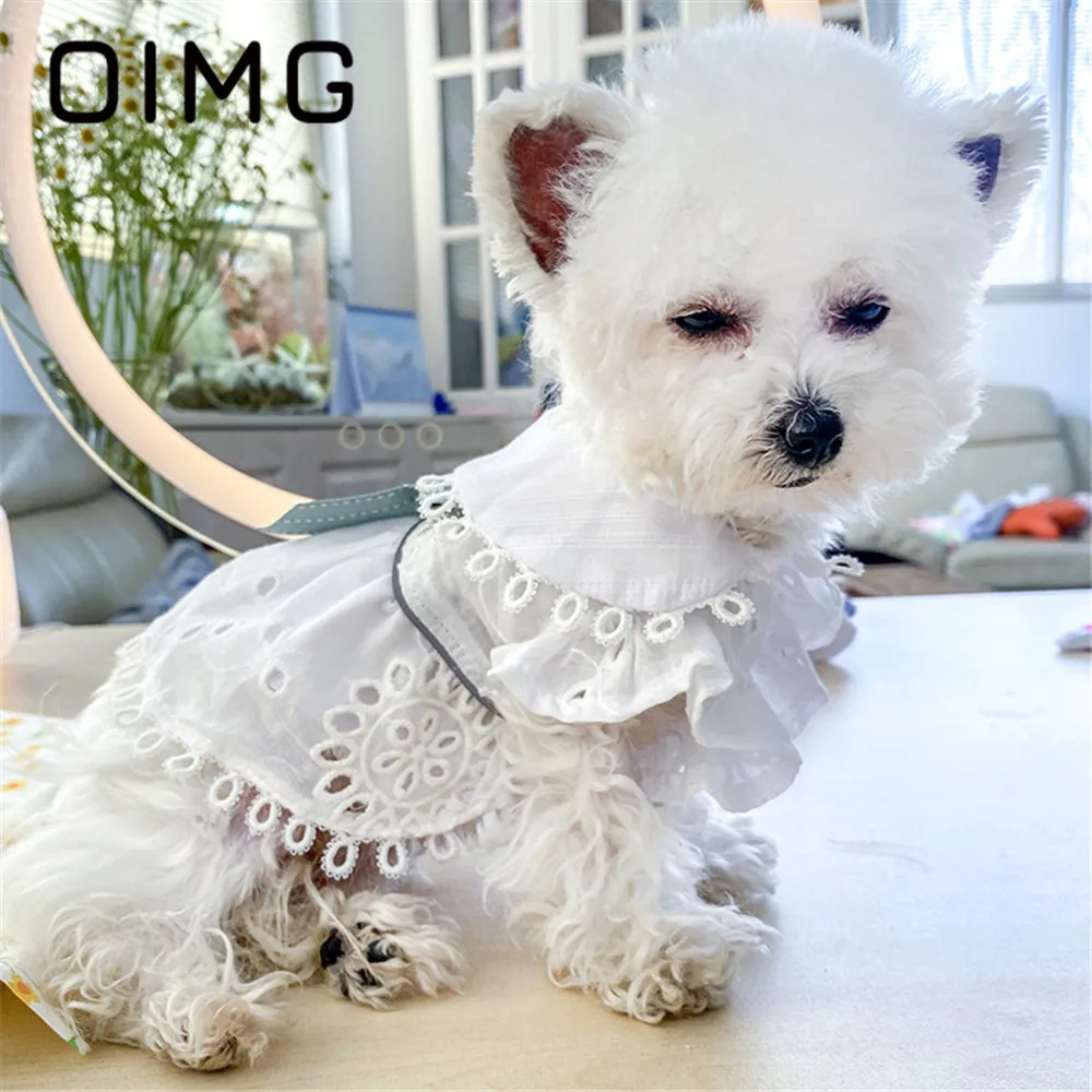 

OIMG Bow Hollow Skirt For Small Medium Dogs Clothes Teddy Bichon Pomeranian Beautiful Pet Princess Dress Summer Puppy Clothing