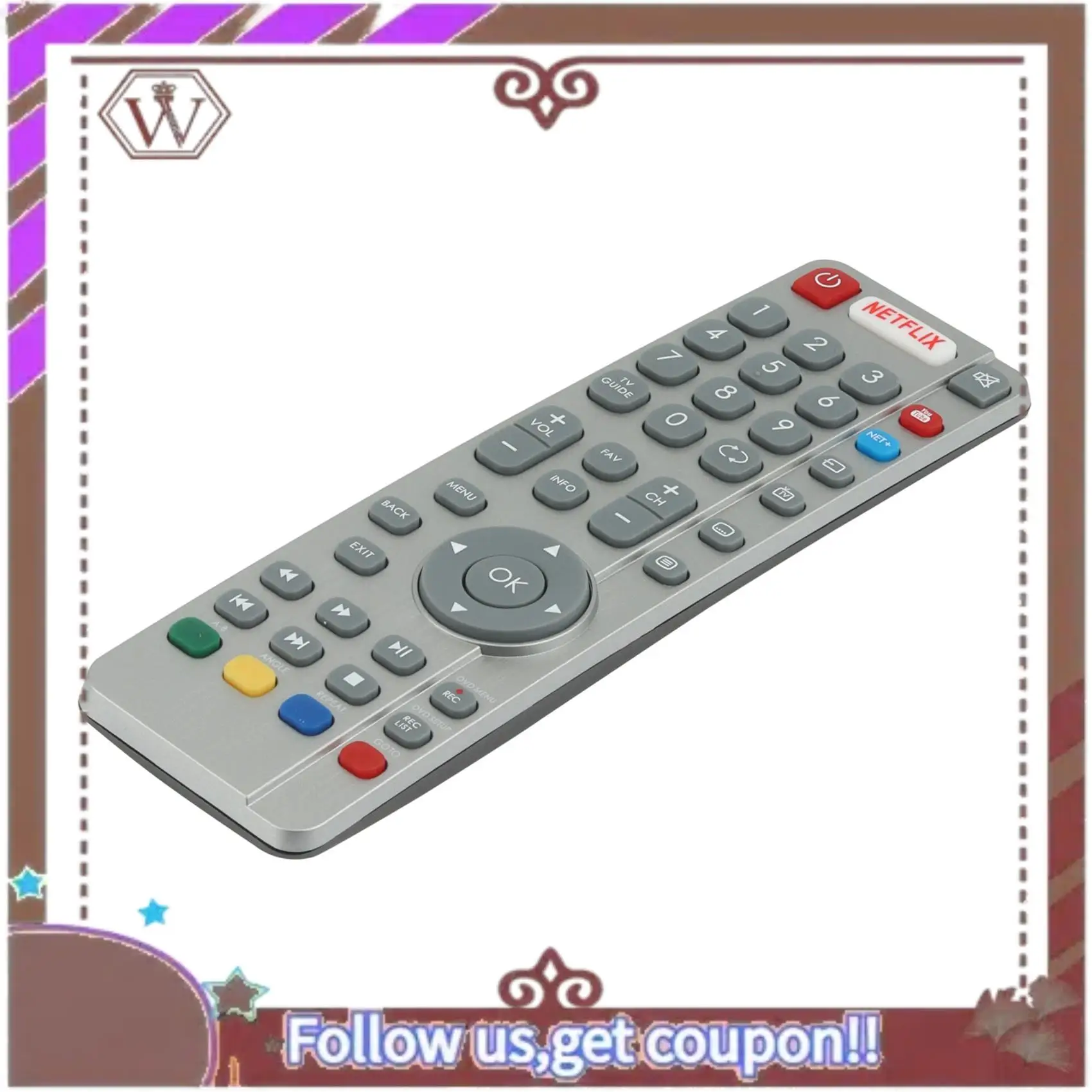 جهاز التحكم عن بعد ABBG-RF SHWRMC0116 لتلفزيون SHARP Aquos الذكي LED مع أزرار Netflix للتحكم في Fernbedienung