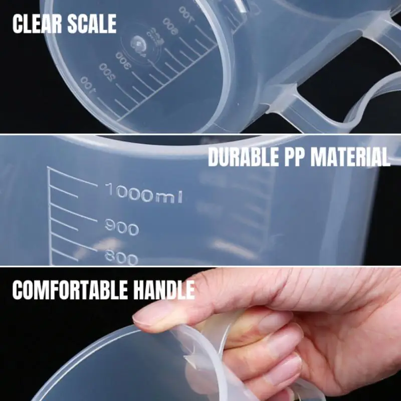 Plastic Measuring Cup Lightweight Durable Baking Beaker 20ml 30ml 50ml 250ml 500ml 1000ml Portable Measuring Cup Scales Tools