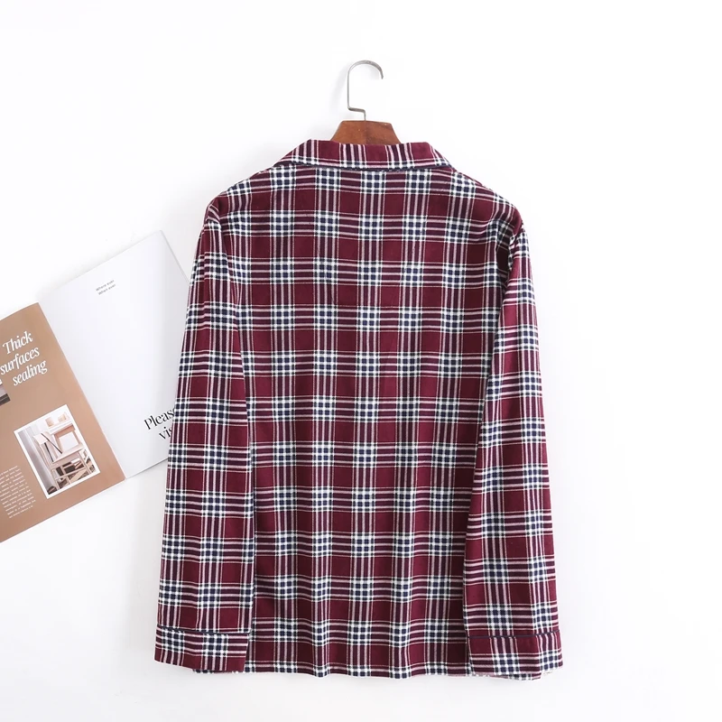 Casual Plaid Print Lounge Set Long-Sleeve Lapel Top And Long Pants Loose Relaxed For Men's Trendy Nightshirt Homewear Fit Summer
