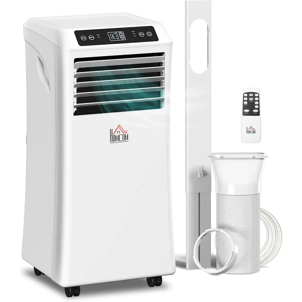 

Портативный кондиционер 10000 BTU, 3-в-1: охлаждение, осушение, вентиляция, режим сна, пульт ДУ, 24-часовой таймер, комплект для окна, белый