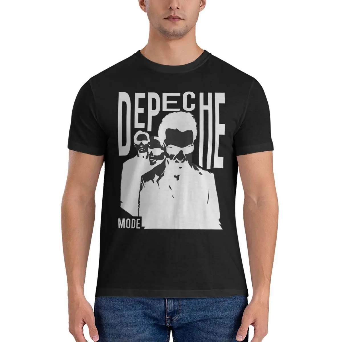 Synthpop Men T Shirt Depeche Band Mode Cool Tees Short Sleeve Crewneck T-Shirt Cotton Gift Idea Clothes