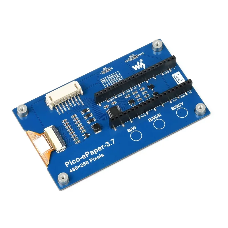 Pantalla de papel electrónico de tinta electrónica, módulo de ruptura, Kit de Inicio para placa RPI Raspberry Pi PICO H WH RP2040, 3,7 pulgadas, 480x280