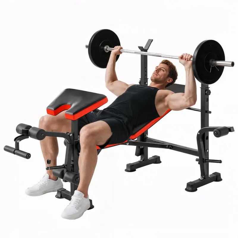 Banc de musculation Fitness complet avec support d'haltères, dossier réglable, acier, 175 x 139 x 127 cm, noir