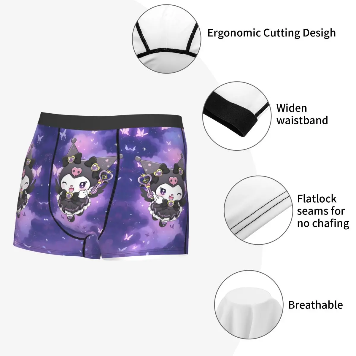 Kuromi Cartoon Movie Boxer Shorts For Men 3D Printed Classical Cartoon Movie Anime Underwear Panties Briefs Stretch Underpants
