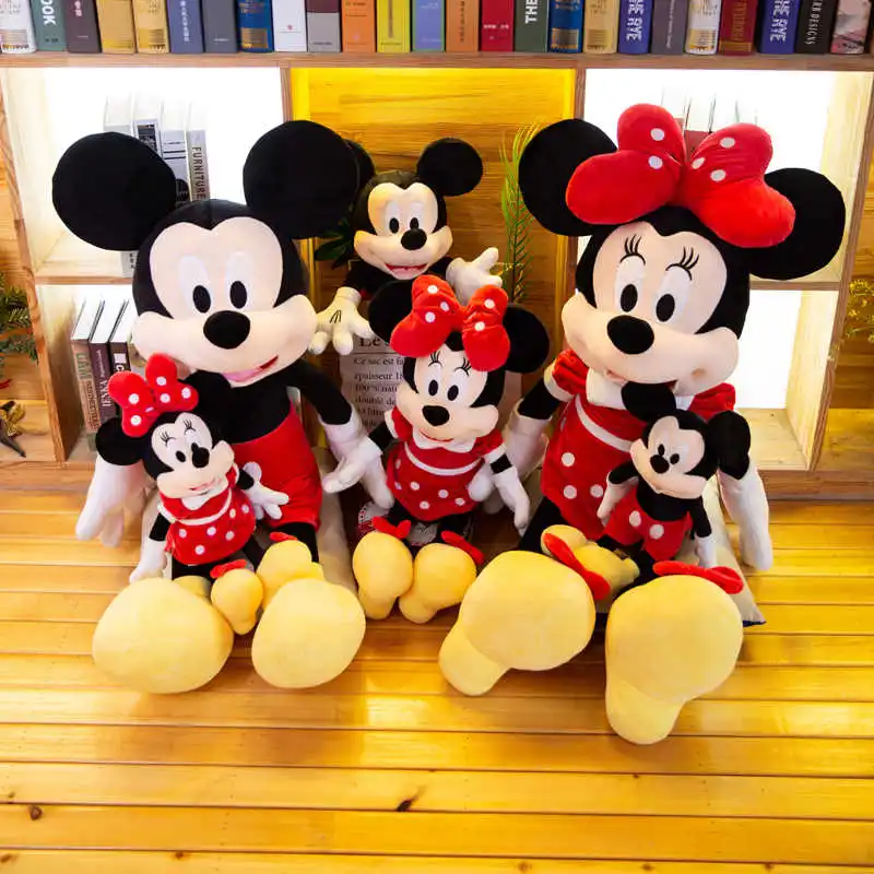 Hot Disney Cute Mickey Minnie Plush Cartoon Doll Cotton Filled Super Soft Crystal Velvet Stuffed Toys Kids Girl Special Gift Toy