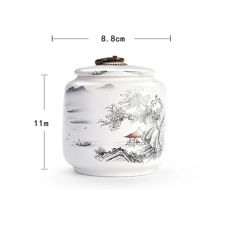 Household Sealed Tea Box Ceramic Tea Cans Food Kitchen Grain Storage Box with Lid Storage Jar Coffee Table Desktop Decoration