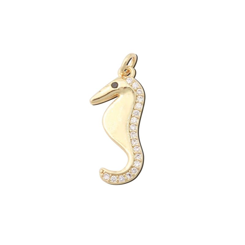 10pcs Brass Inlaid Zircon Crab Dolphin  Seahorse Turtle Charms Accessories For Jewelry Making Diy Necklace Pendants