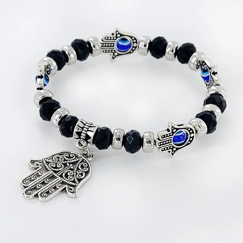 Turkish Blue Eyes Bracelet For Women Crystal Resin Lucky Bead Wishing Chain Bracelet Ladies Charm Jewelry Palm Wear Gifts
