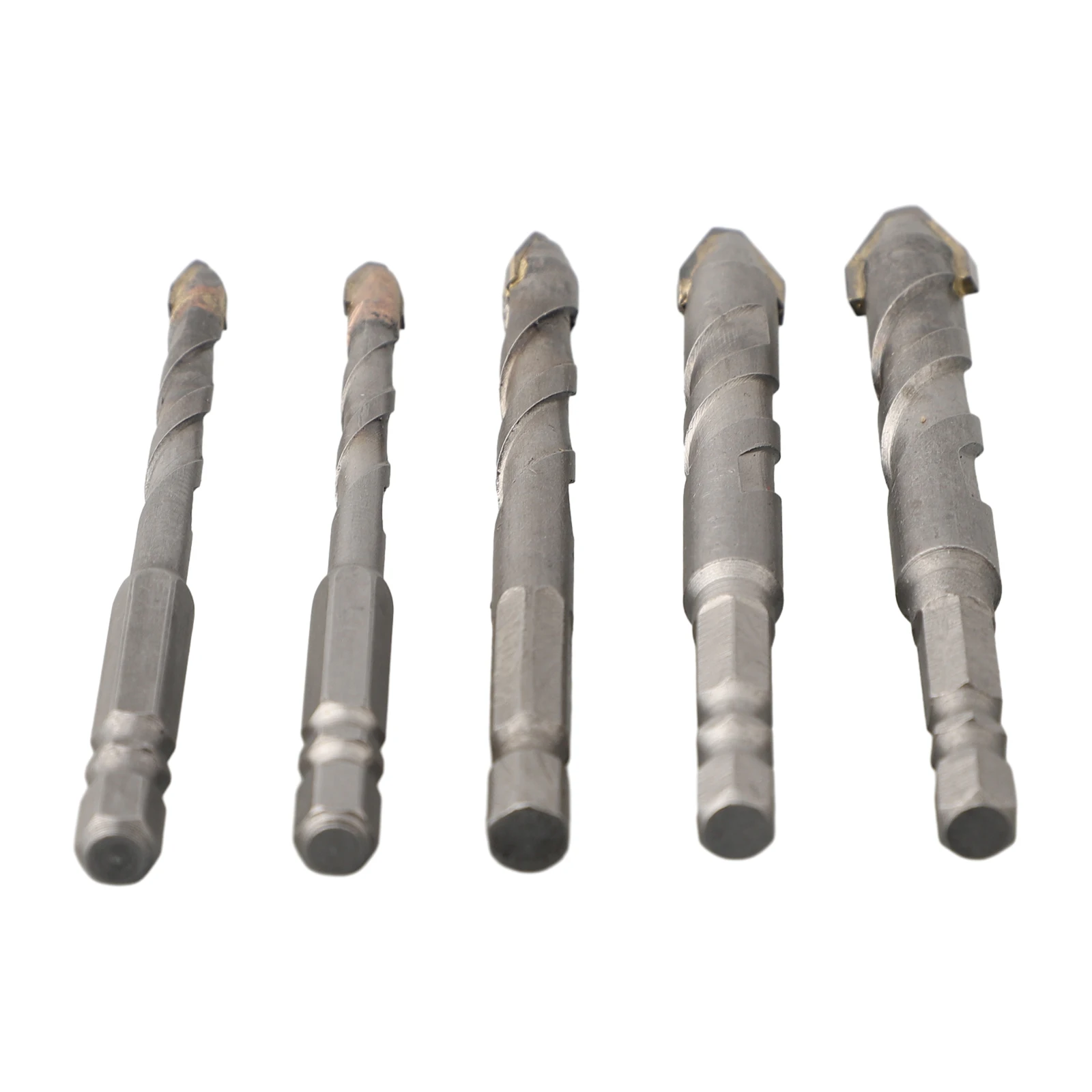 Kit de brocas excéntricas de 5 piezas, juego de brocas hexagonales de aleación de acero de 6, 6, 8, 10 y 12mm, cabeza torcida para ladrillos de burbujas
